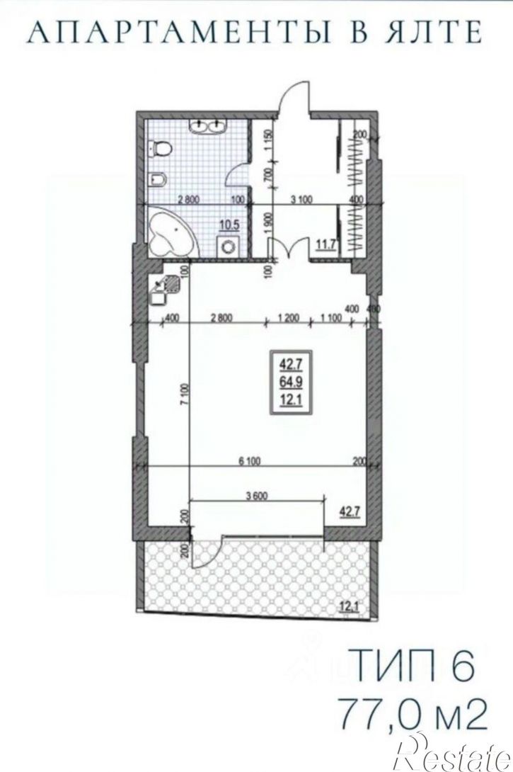 1-комн квартира Курпаты п.г.т., Алупкинское ш., д.10