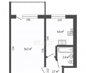 1-комн, 27кв м, этаж 2/2 ул Спортивная, 5