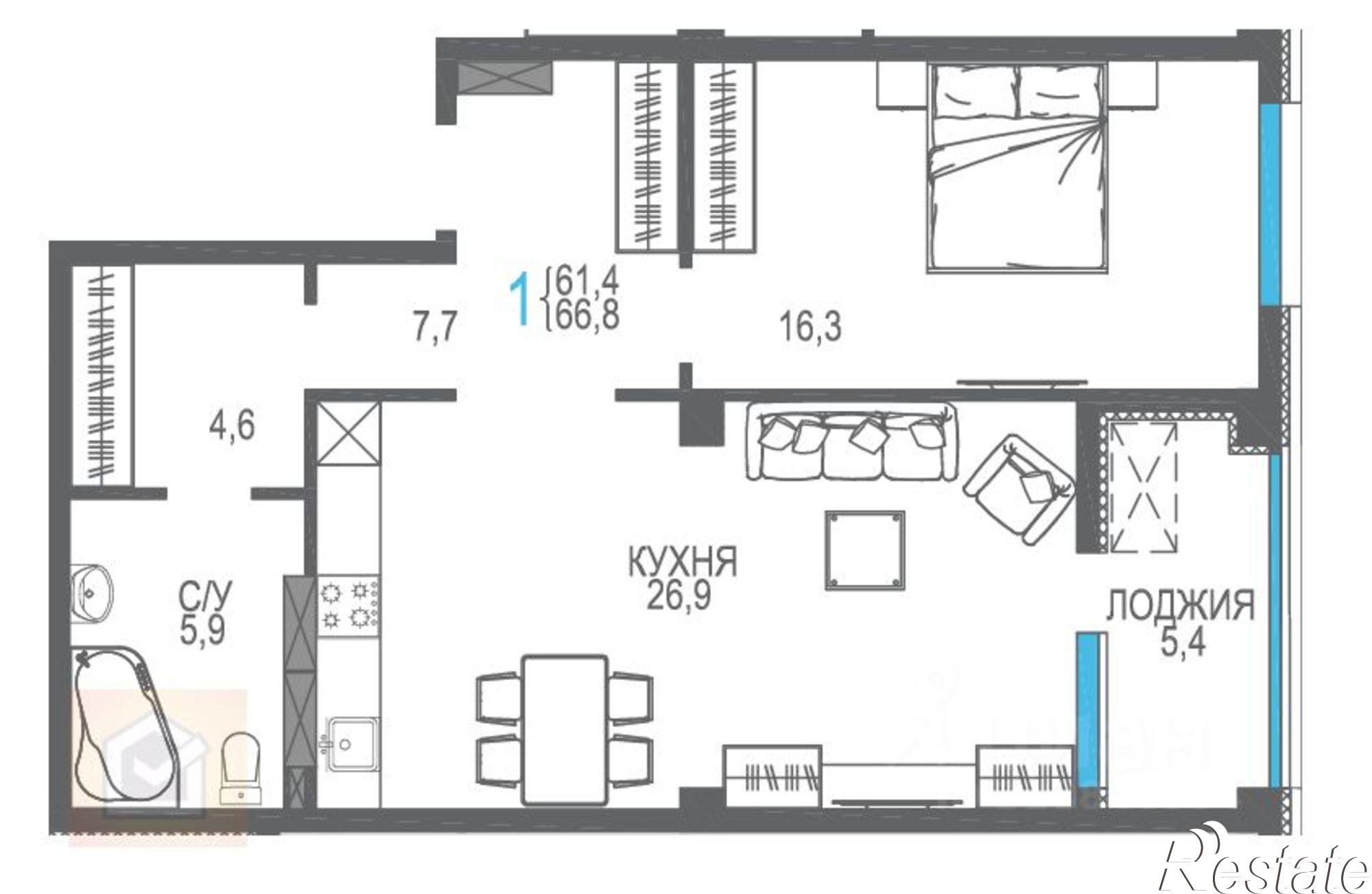 Купить квартиру за 10 020 000 рублей на улица Токарева, 18