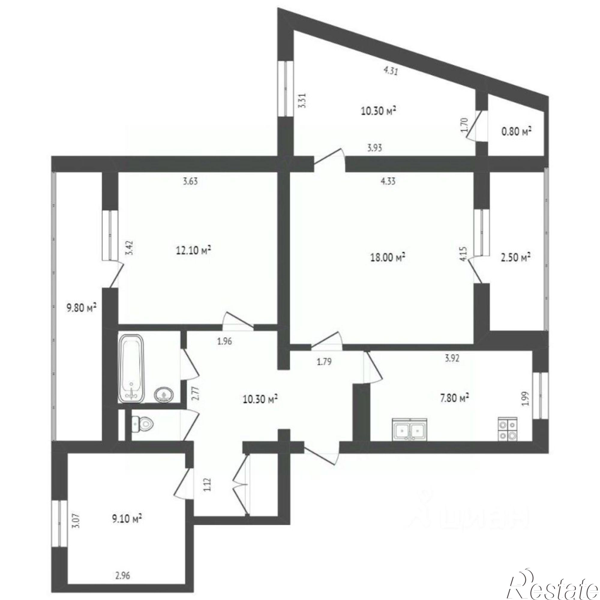 Купить квартиру за 7 400 000 рублей на Советская улица, 12