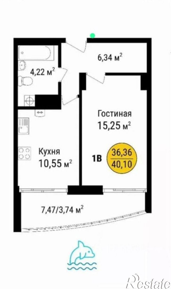 1-комн квартира улица 40 лет Октября, 9В,  д. 9В