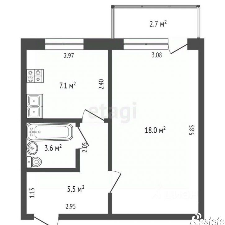 1-комн квартира Севастопольская улица, 17В,  д. 17В