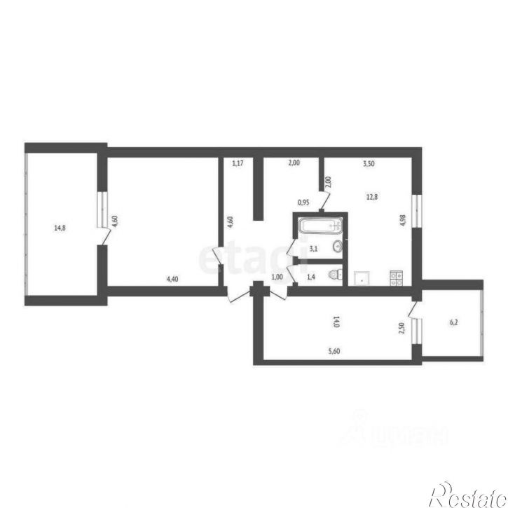 2-комн квартира улица Сердюкова, 6,  д. 6