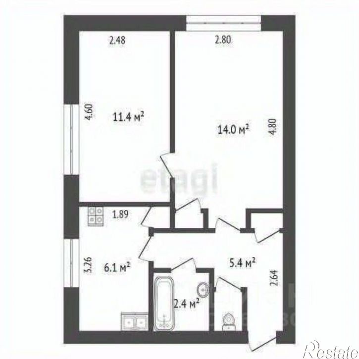 2-комн квартира ул Новоселовское шоссе, 8,  д. 8