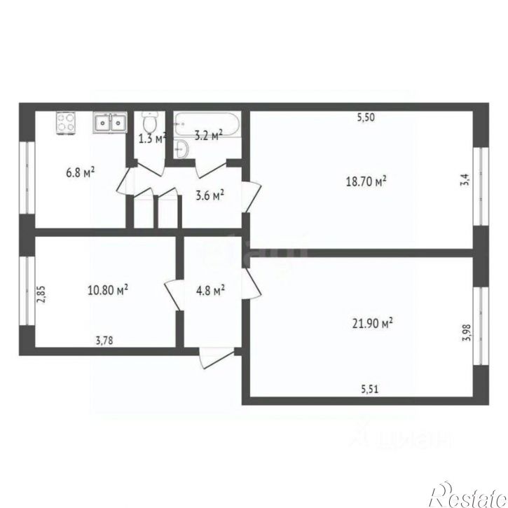 3-комн квартира Новороссийская улица, 70,  д. 70