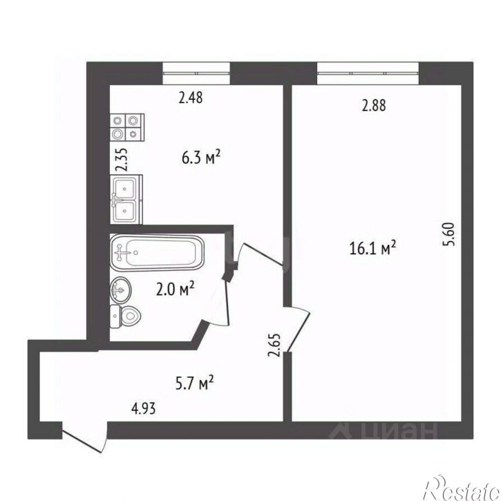 1-комн квартира Строительная улица, 19,  д. 19
