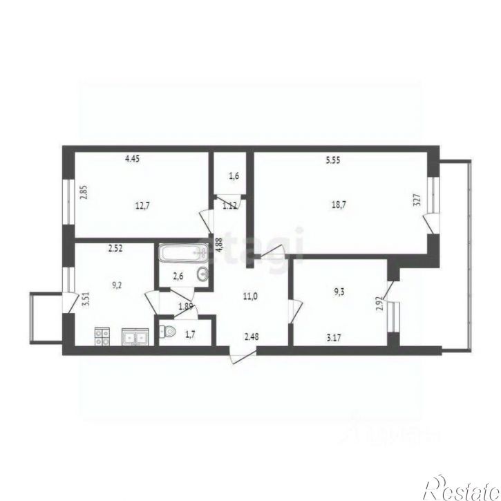 3-комн квартира городской округ Саки, Саки