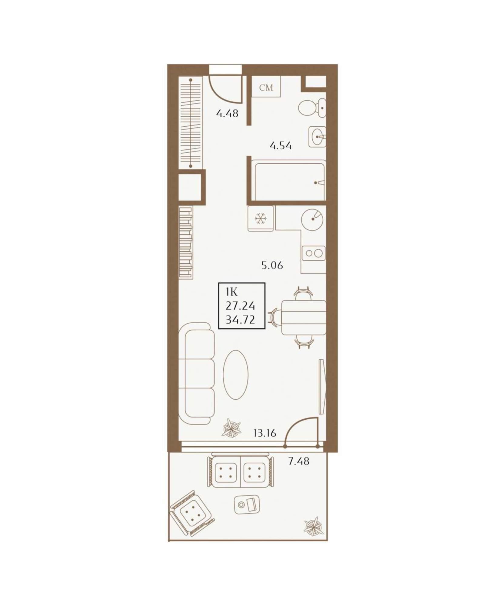 Купить студию за 15 186 500 рублей на 1 Апреля улица, д.1