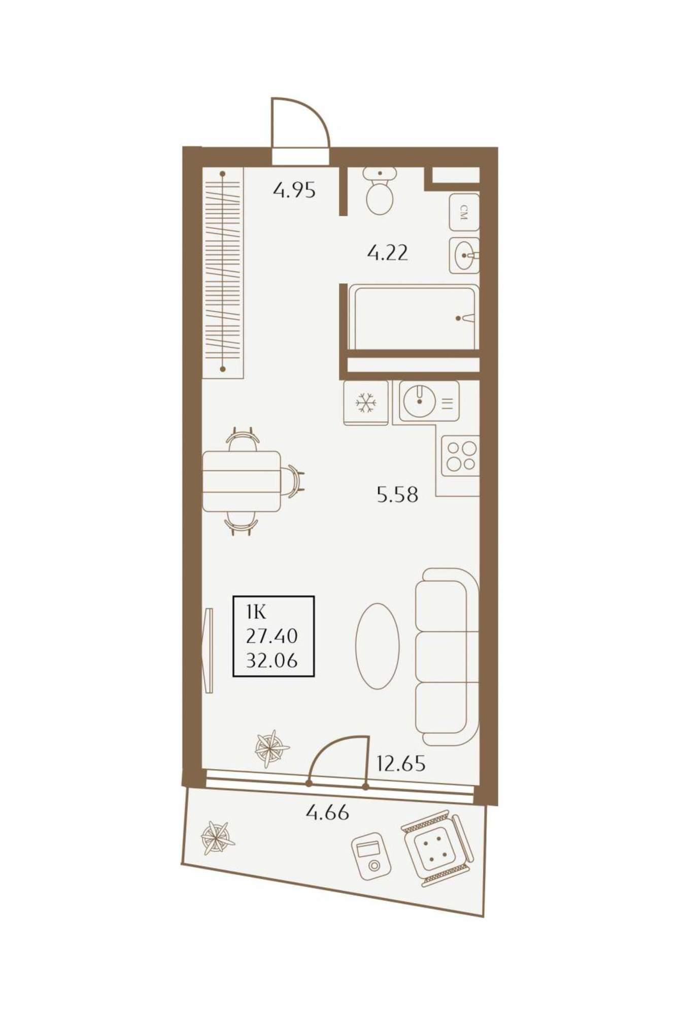 Купить студию за 13 080 500 рублей на 1 Апреля улица, д.1