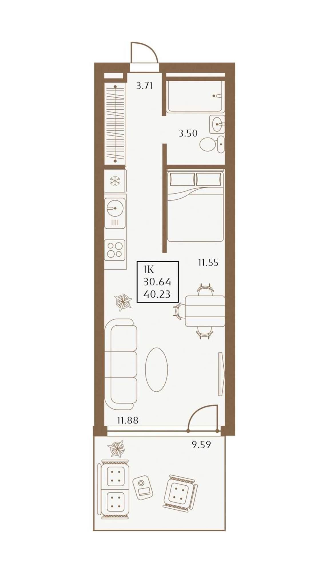 Купить студию за 15 569 000 рублей на 1 Апреля улица, д.1