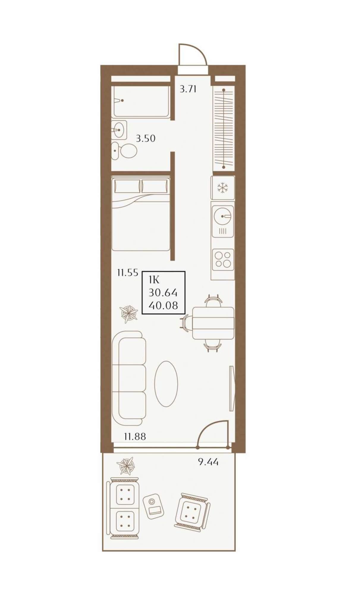 Купить студию за 15 511 000 рублей на 1 Апреля улица, д.1