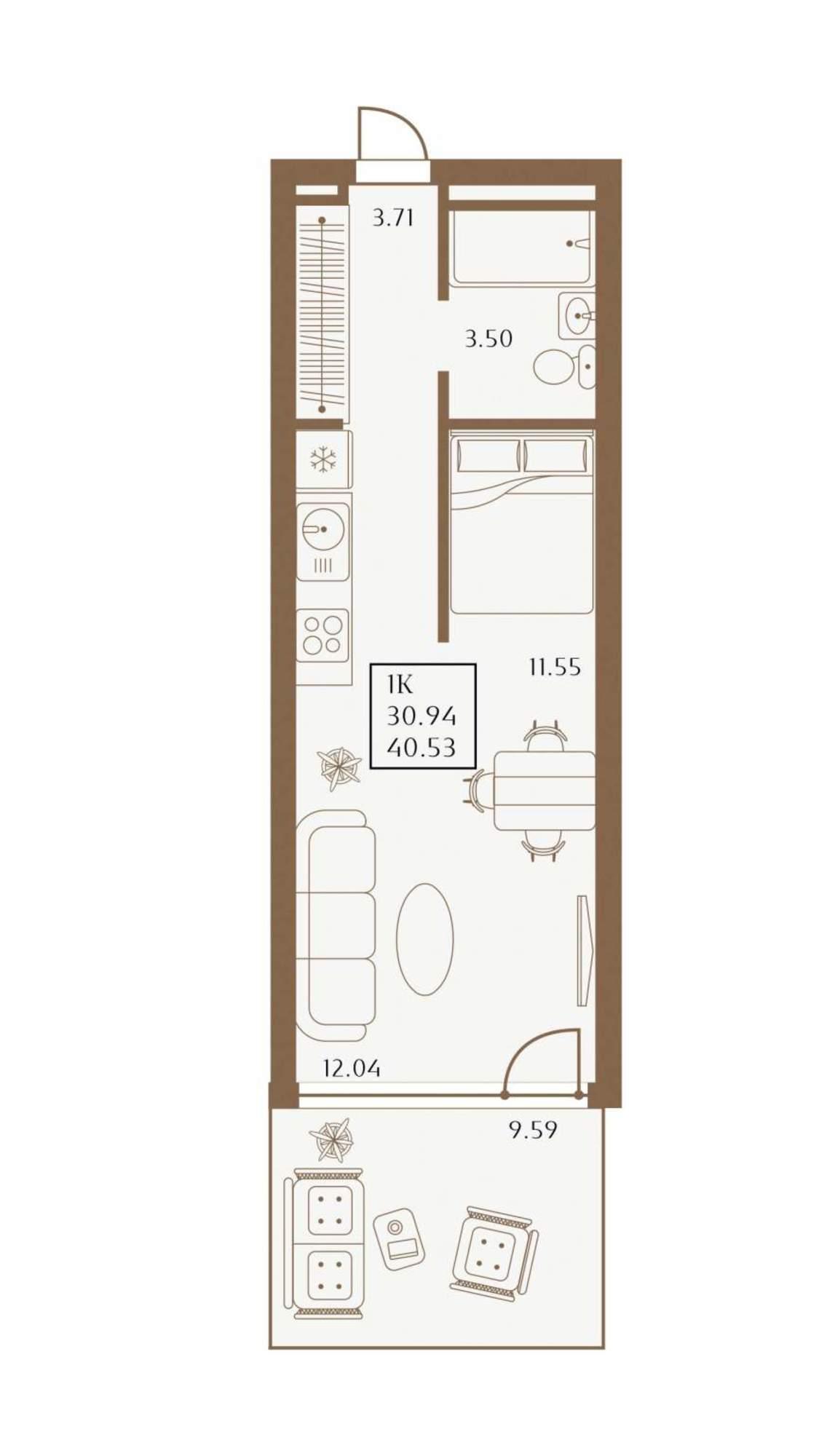 Купить студию за 15 685 100 рублей на 1 Апреля улица, д.1