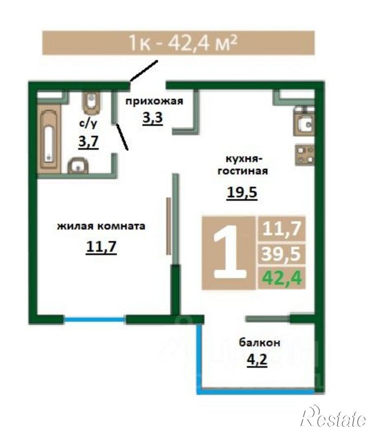 1-комн квартира Парковая улица, 3,  д. 3