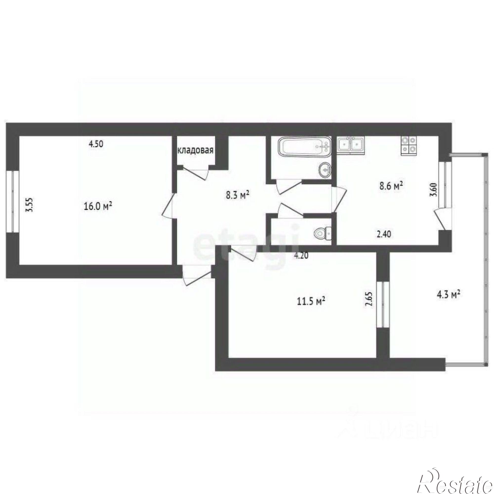 Купить квартиру за 5 500 000 рублей на улица Гагарина, 1А