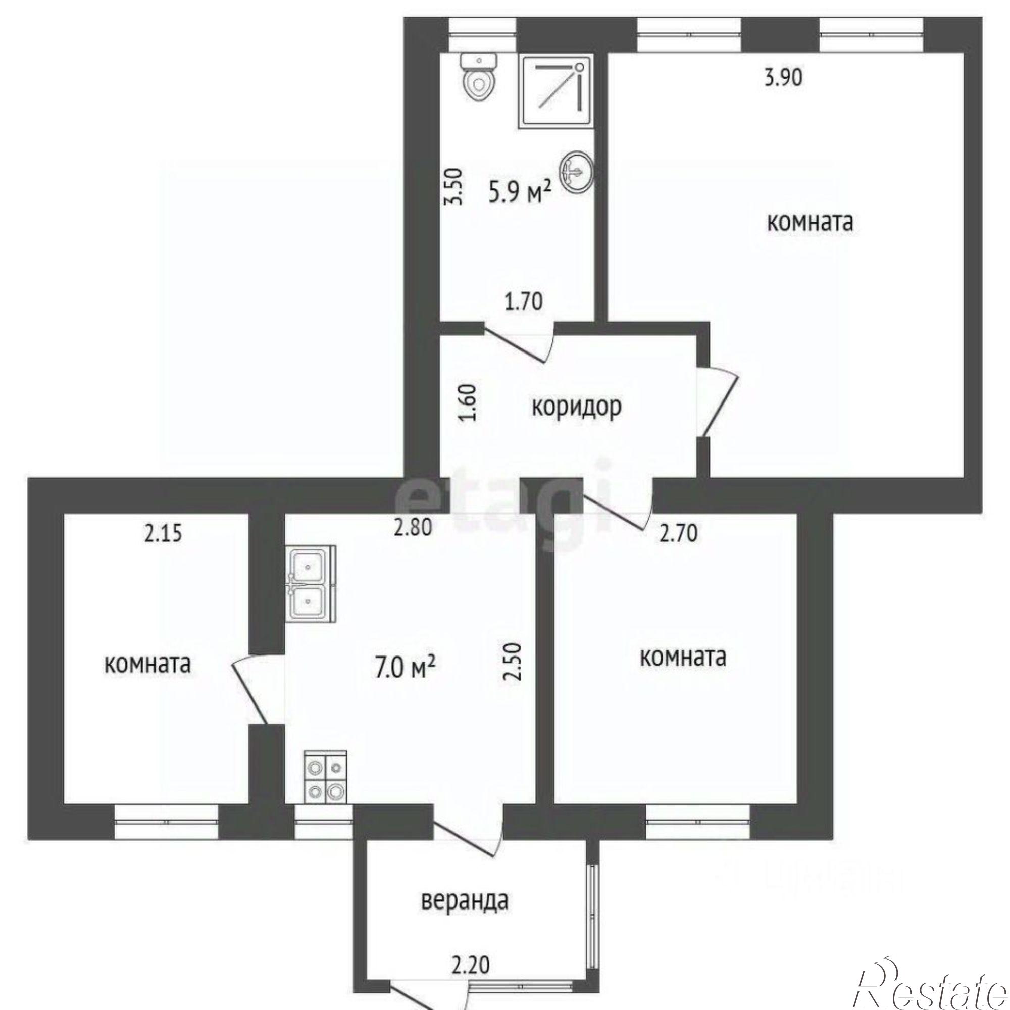 Купить квартиру за 6 200 000 рублей на Шоссейная улица, 86