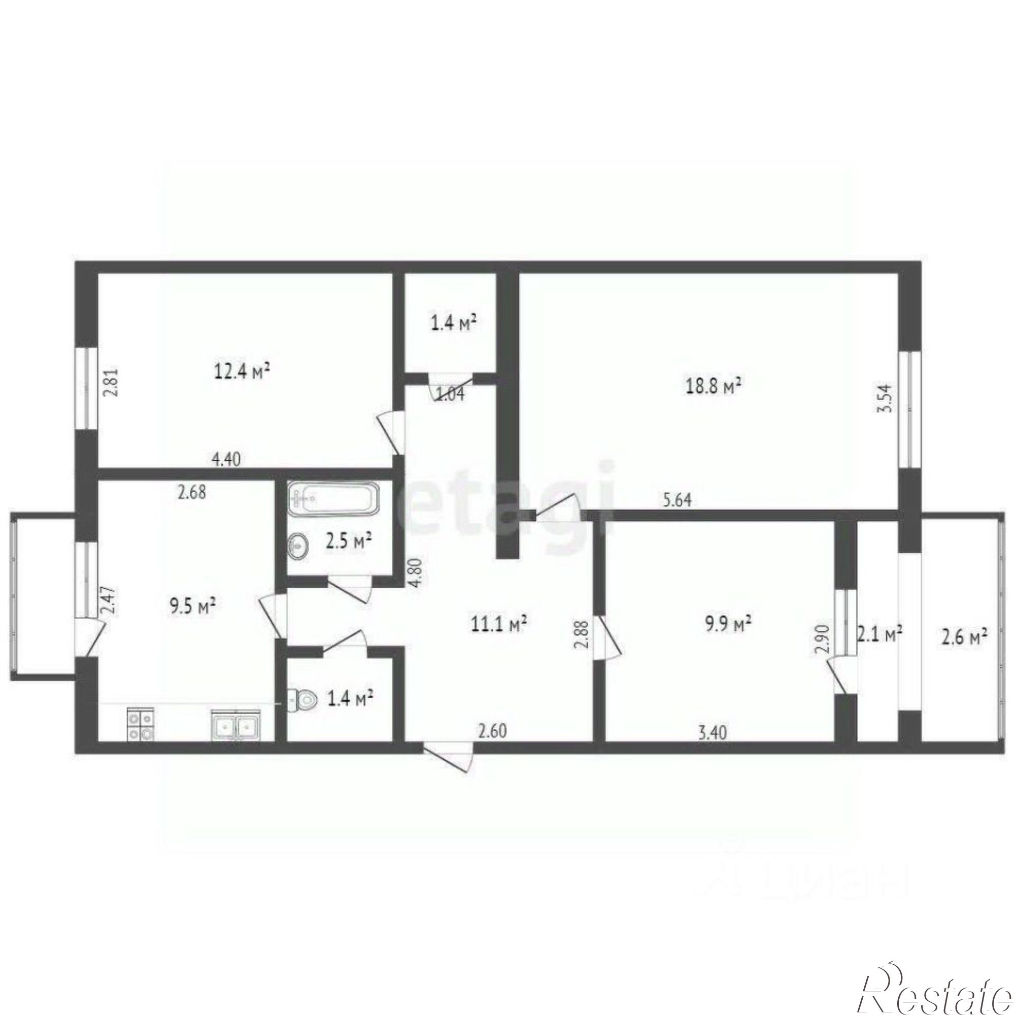 Купить квартиру за 9 300 000 рублей на ул Героев, 8