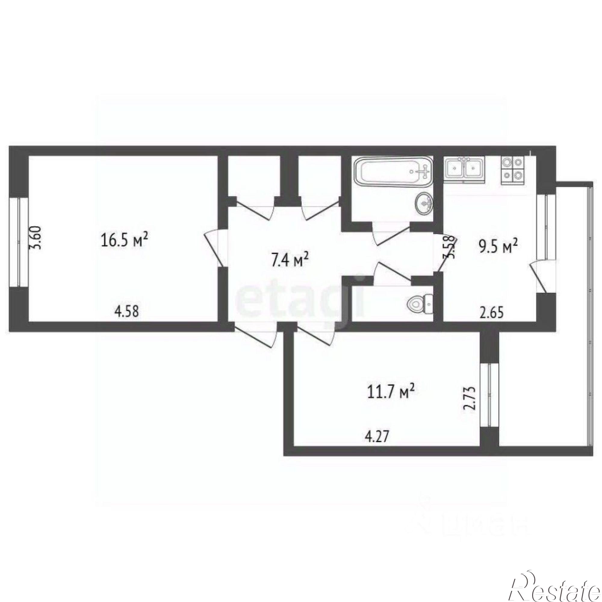 Купить квартиру за 6 700 000 рублей на Крымская улица, 14