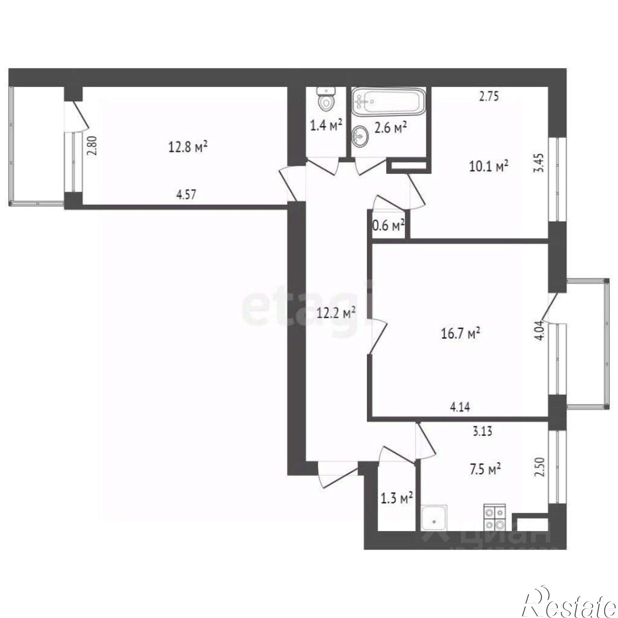 Купить квартиру за 4 800 000 рублей на мкр им Генерала Корявко, 17