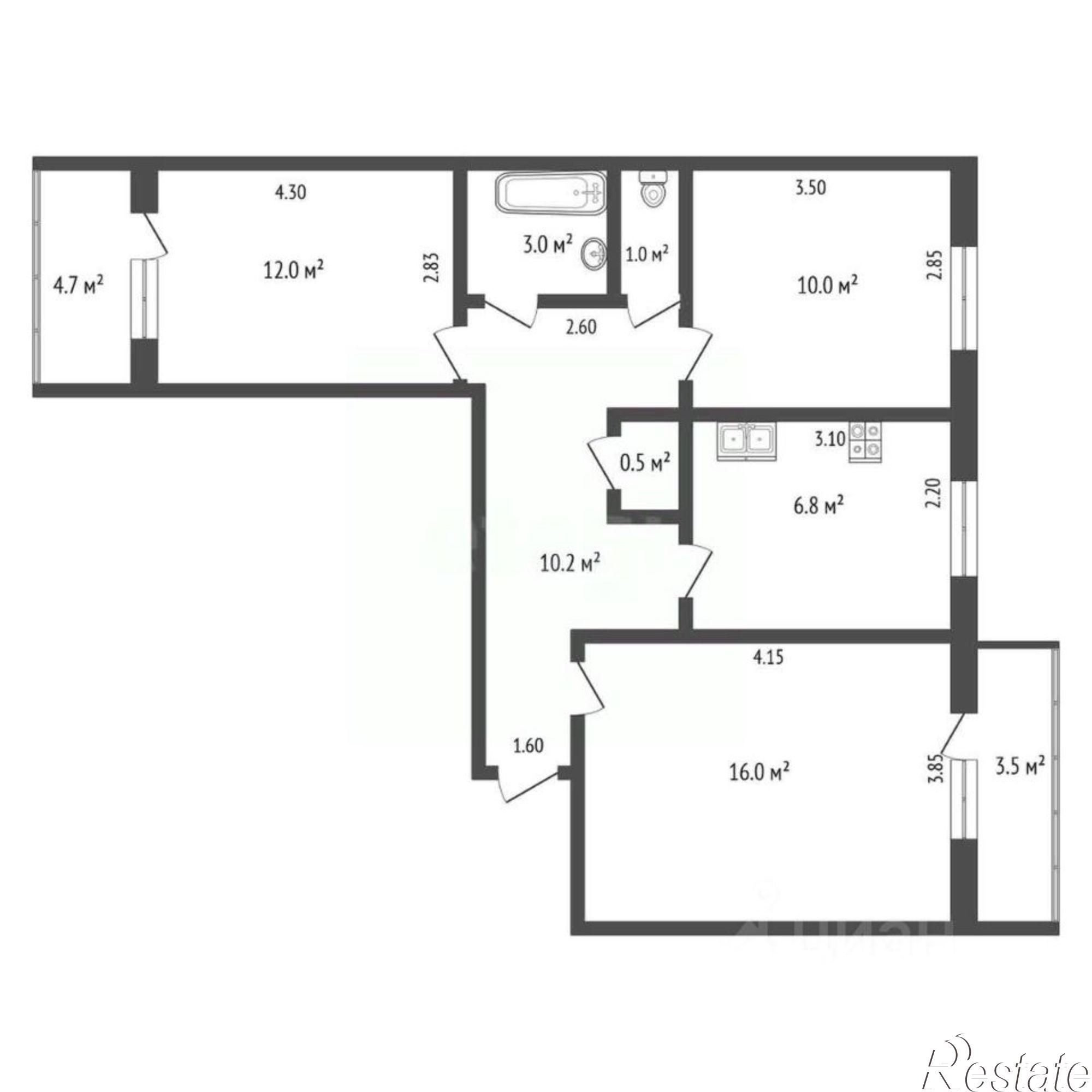 Купить квартиру за 7 100 000 рублей на проспект Героев Десантников, 2
