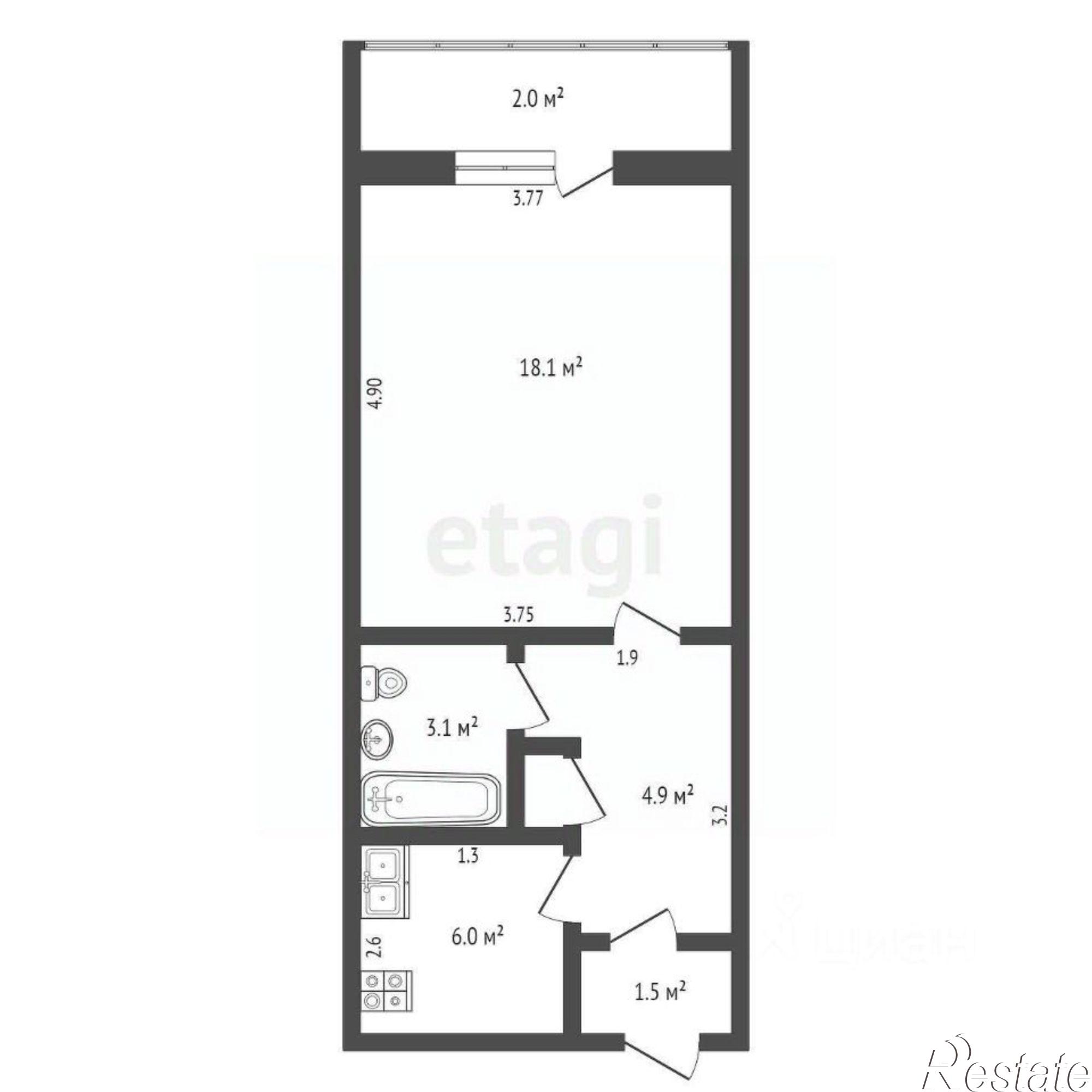 Купить квартиру за 4 900 000 рублей на Южная улица, 13