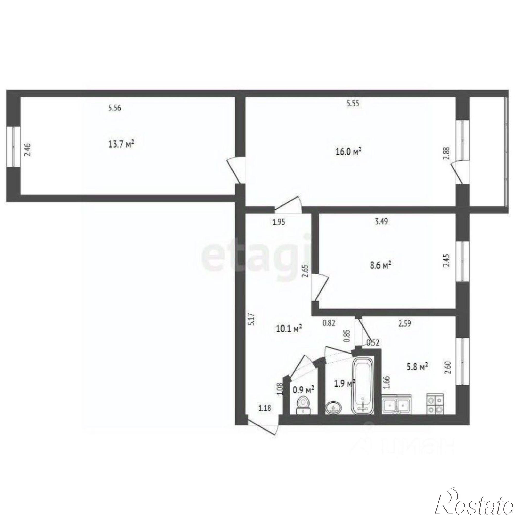 Купить квартиру за 5 300 000 рублей на мкр 2, 2