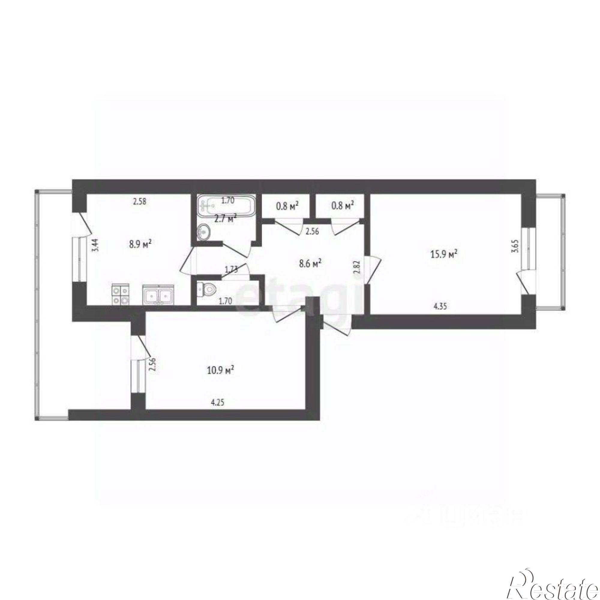 Купить квартиру за 6 700 000 рублей на ул Калинина, 13