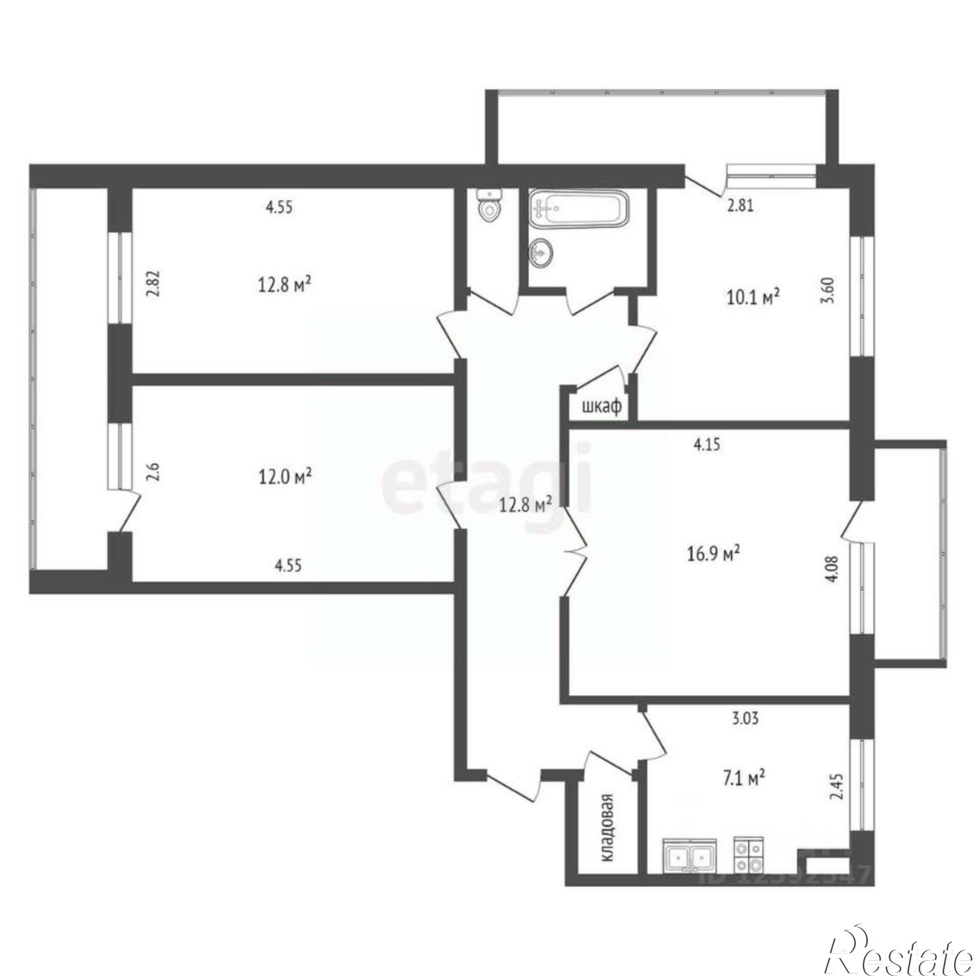 Купить квартиру за 4 200 000 рублей на мкр им Генерала Корявко, 3