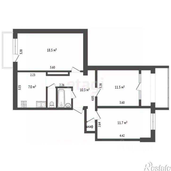 3-комн квартира улица Ленина, 2,  д. 2