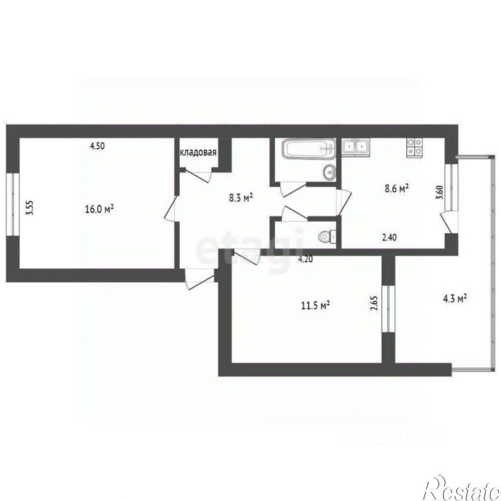 2-комн квартира улица Гагарина, 1А,  д. 1А