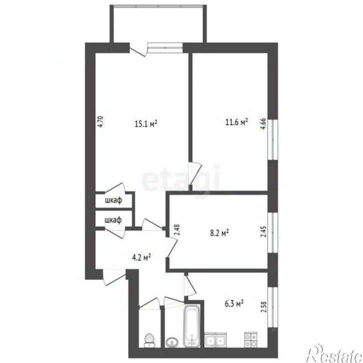 3-комн квартира ул Нижнегорская, 48,  д. 48