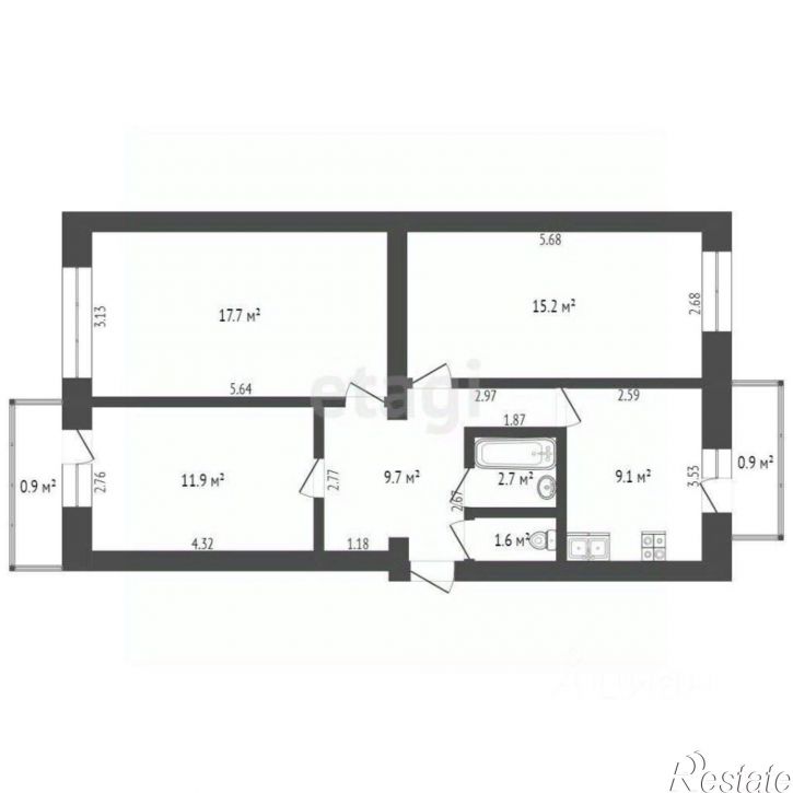 3-комн квартира ул Марченко, 1б,  д. 1б