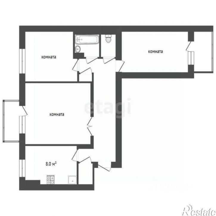 3-комн квартира Главная улица, 3,  д. 3