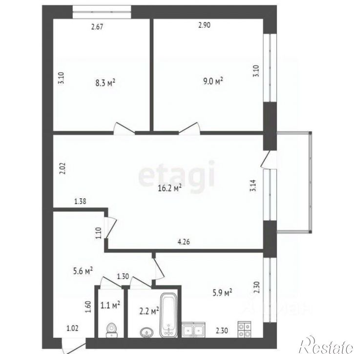 3-комн квартира ул Гвардейская, 8,  д. 8