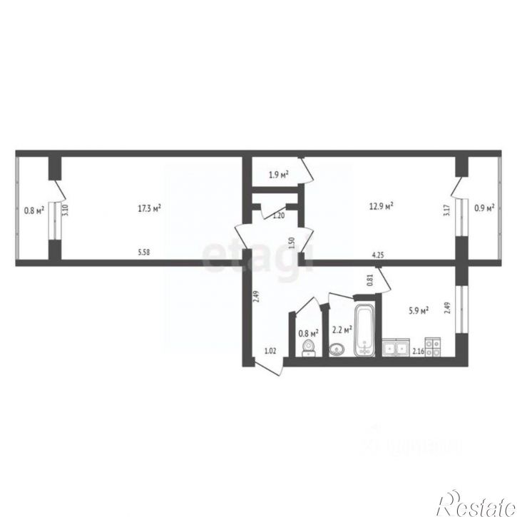 2-комн квартира улица Гайдара, 25,  д. 25