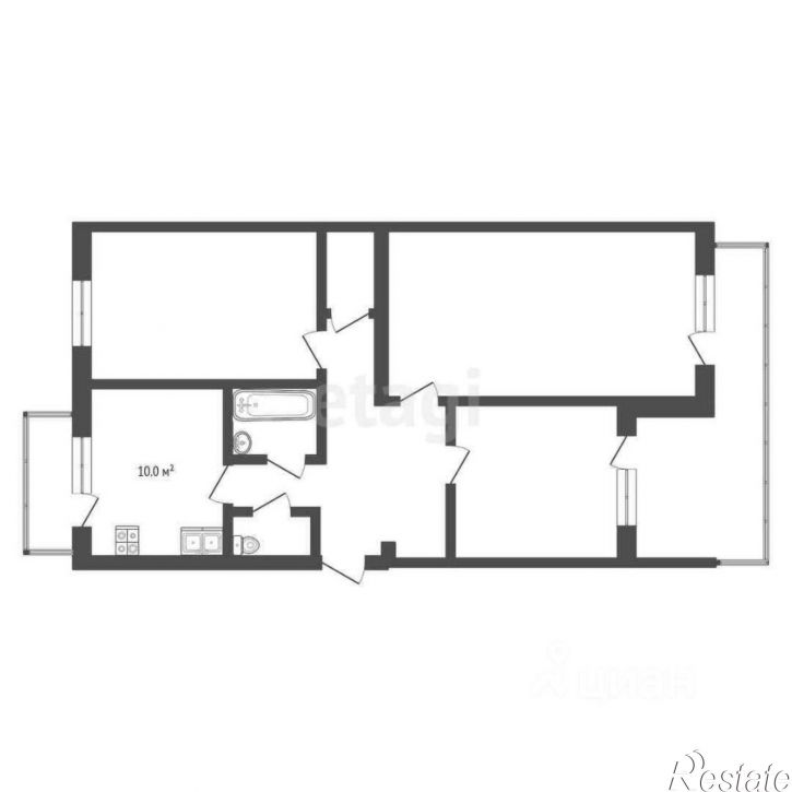 3-комн квартира улица Генерала Захарова, 23,  д. 23