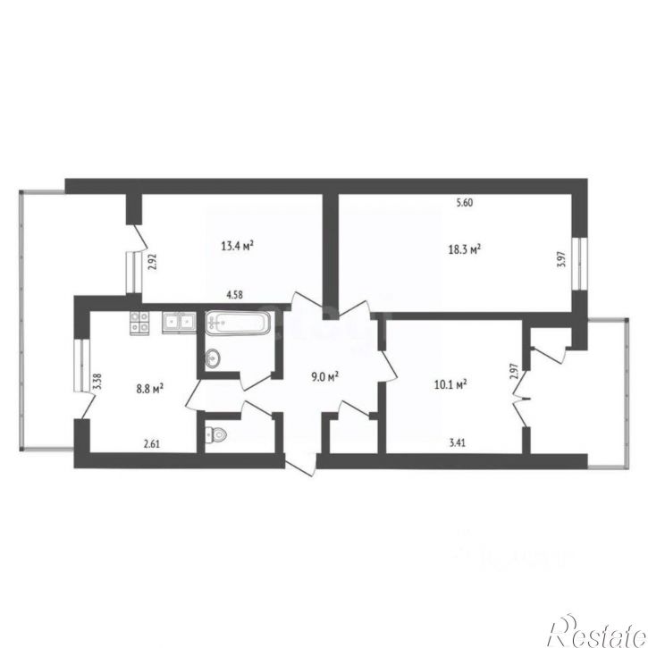 3-комн квартира Музыкальный переулок, 50,  д. 50