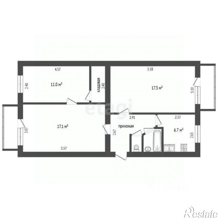 3-комн квартира ул Менжинского, 21,  д. 21