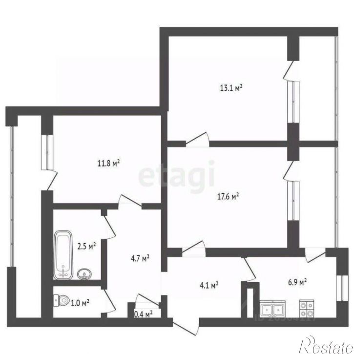 3-комн квартира ул Генерала Мельника, 1,  д. 1