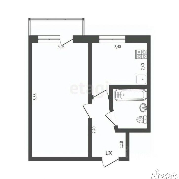 1-комн квартира пр-кт 60 лет СССР, 4,  д. 4