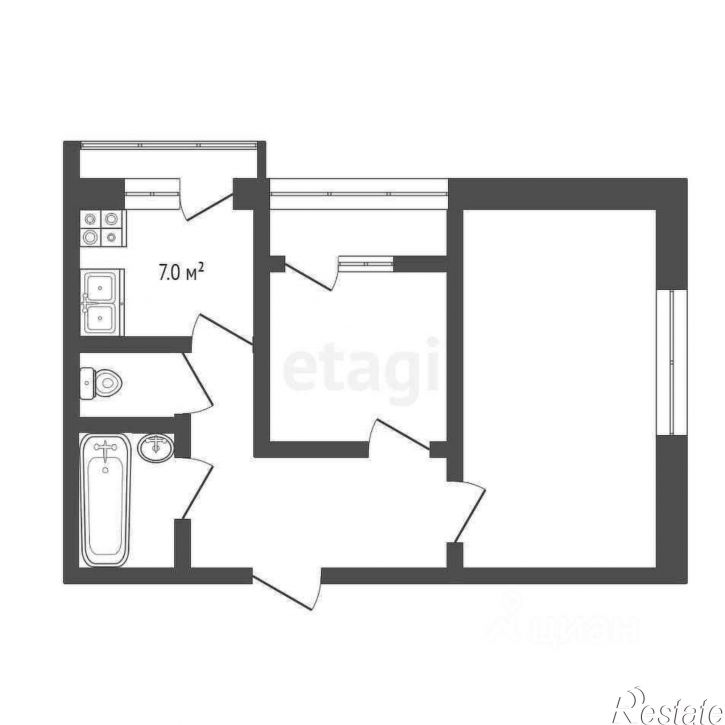 2-комн квартира улица Токарева, 12,  д. 12