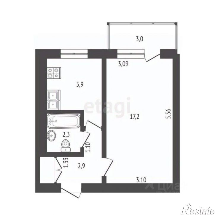1-комн квартира пр-кт 60 лет СССР, 4,  д. 4