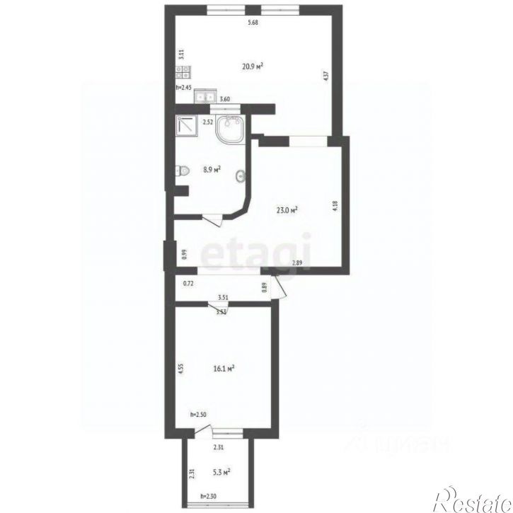 2-комн квартира Курортная улица, 4Е,  д. 4Е