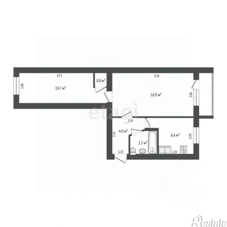 2-комн квартира Озёрная улица, 21,  д. 21