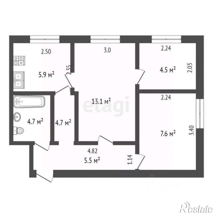 3-комн квартира улица Мира, 13,  д. 13