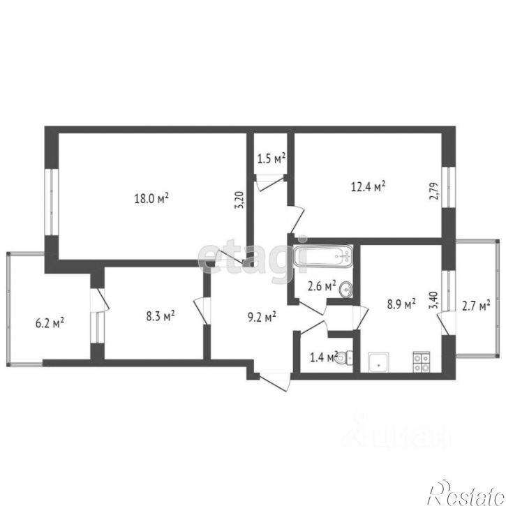 3-комн квартира Черноморский район