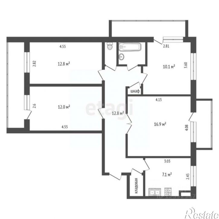 4-комн квартира мкр им Генерала Корявко, 3,  д. 3