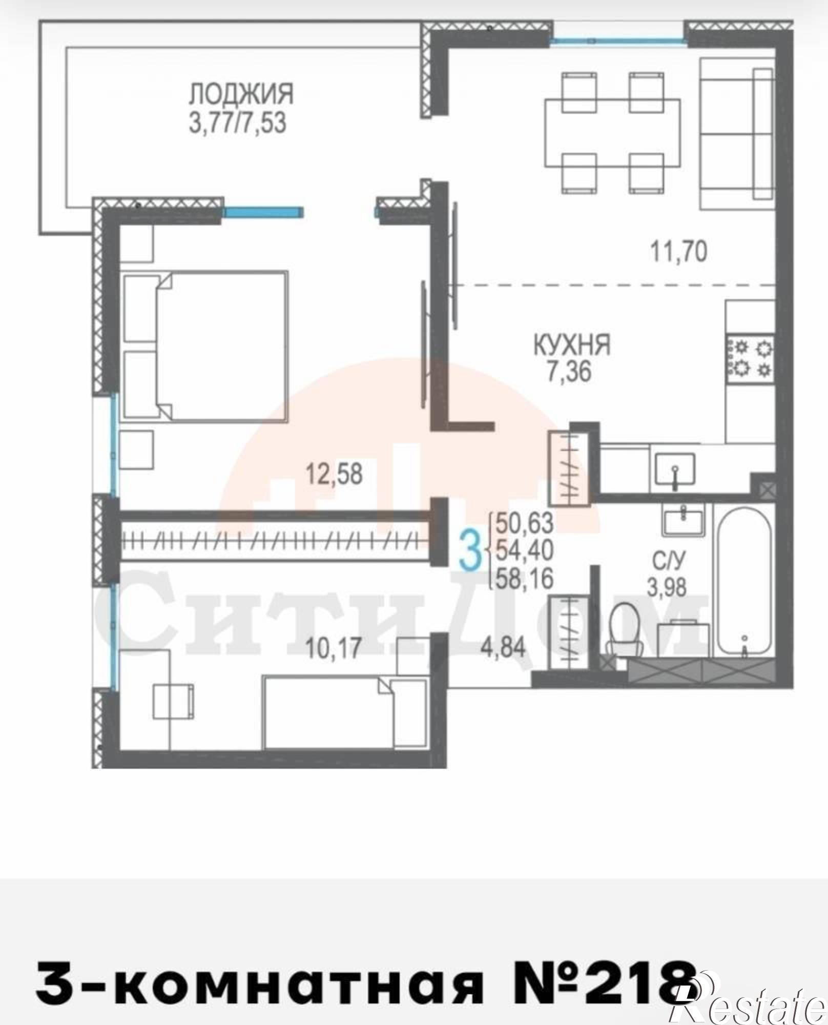 Купить квартиру за 10 500 000 рублей на Лазурная ул., 1