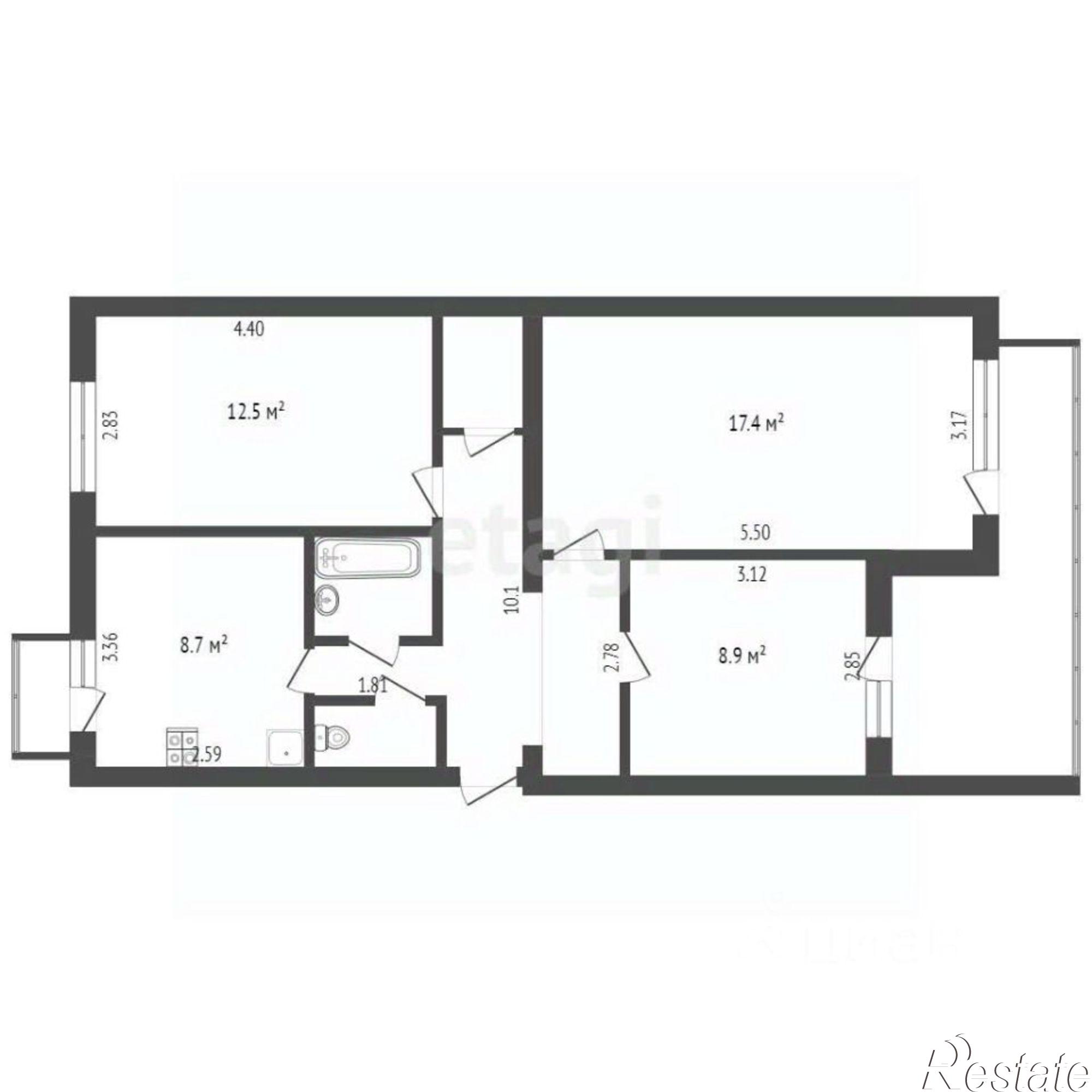 Купить квартиру за 7 500 000 рублей на ул Оборонная, 21