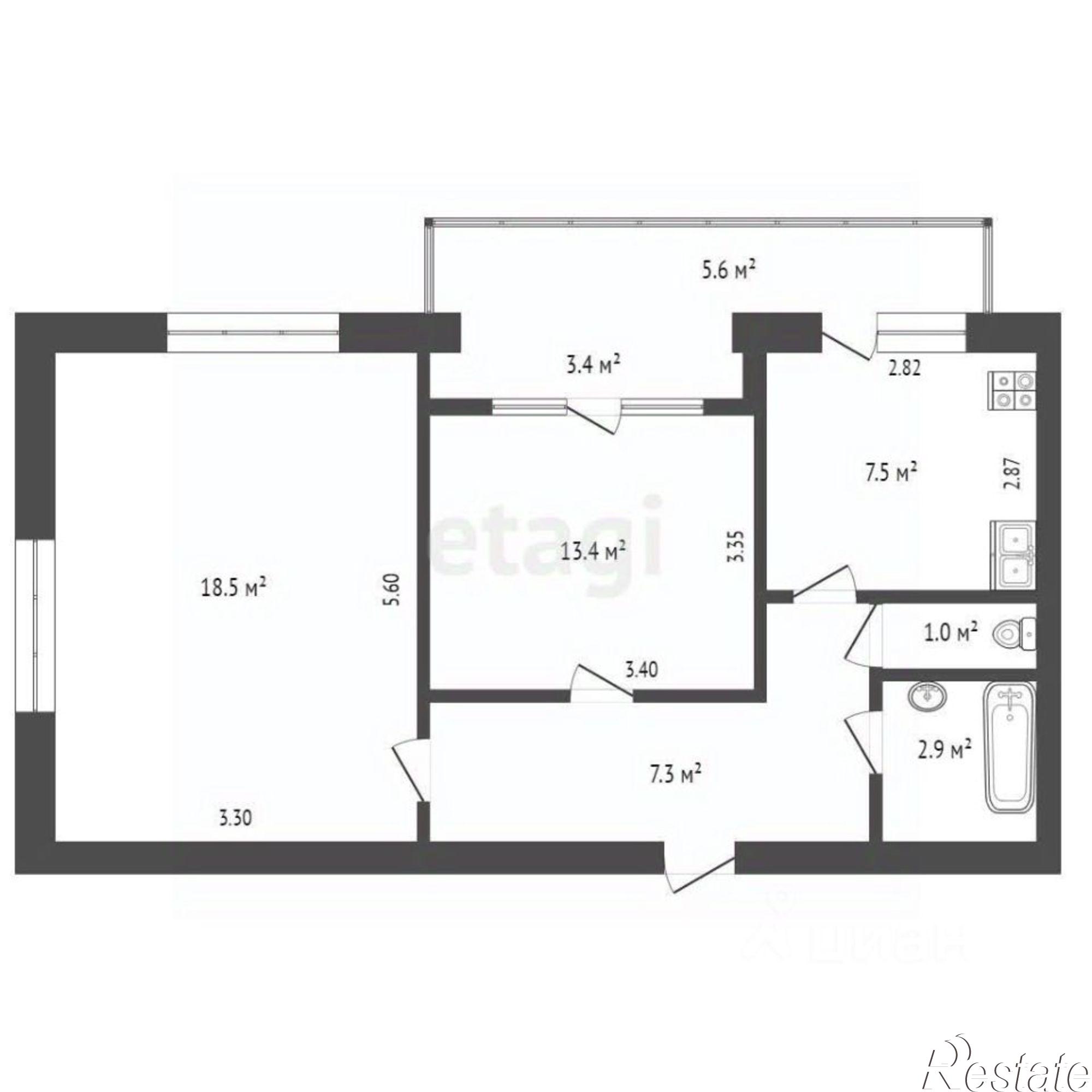 Купить квартиру за 7 800 000 рублей на Молодёжная улица, 3
