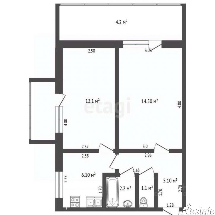 2-комн квартира Набережная улица, 6,  д. 6